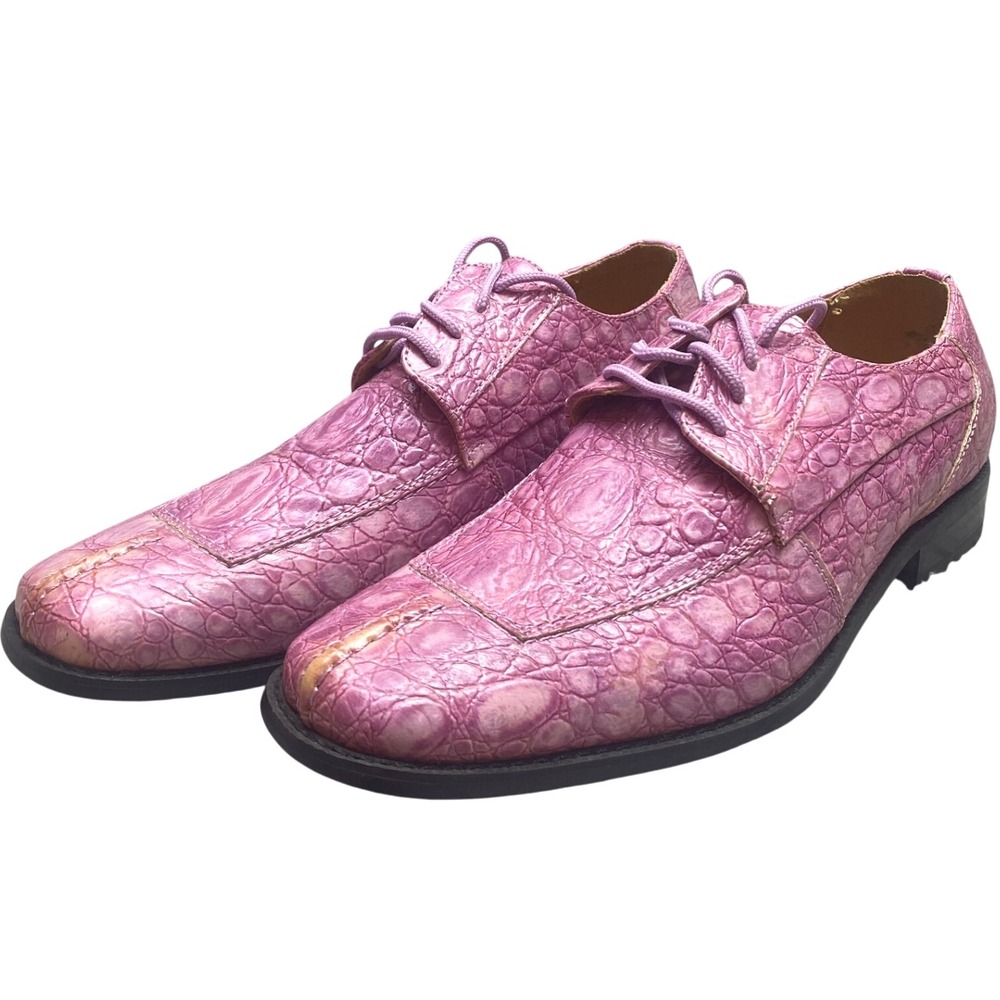 Antonio Mazzetti Shoes‎ Mens 7.5D Pink Crocodile Embossed Leather Derby